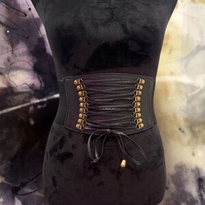 Black Corset Belt with Gold Accents